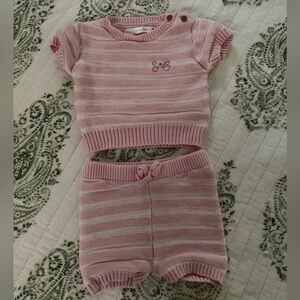Stitch & Bean Pink Striped Knit Outfit